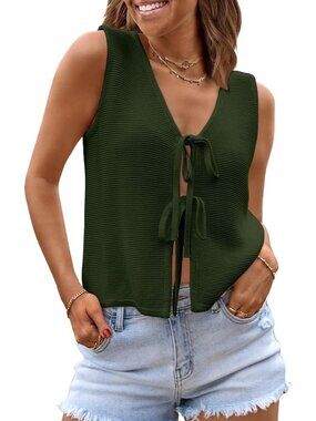 Women's Army Green Summer Beach Vacation Spring Outfits Cute Trendy Sweater